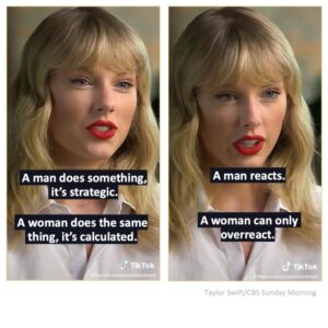 Taylor Swift in an interview talking about the different vocabulary for men and women in the music industry